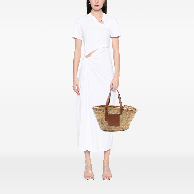 Medium Raffia Anagram Basket Tote - Image 6