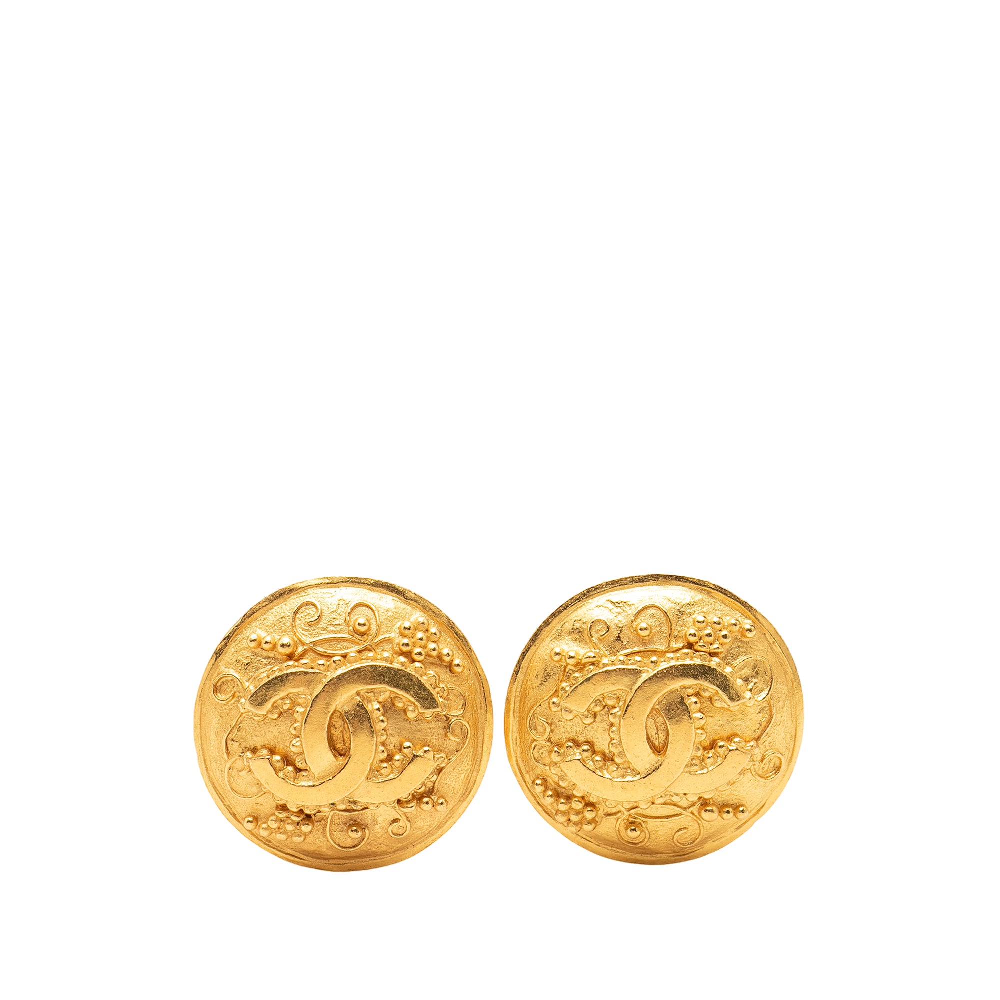 CC Gold Plated Grapevine Round Clip On Earrings - Image 1