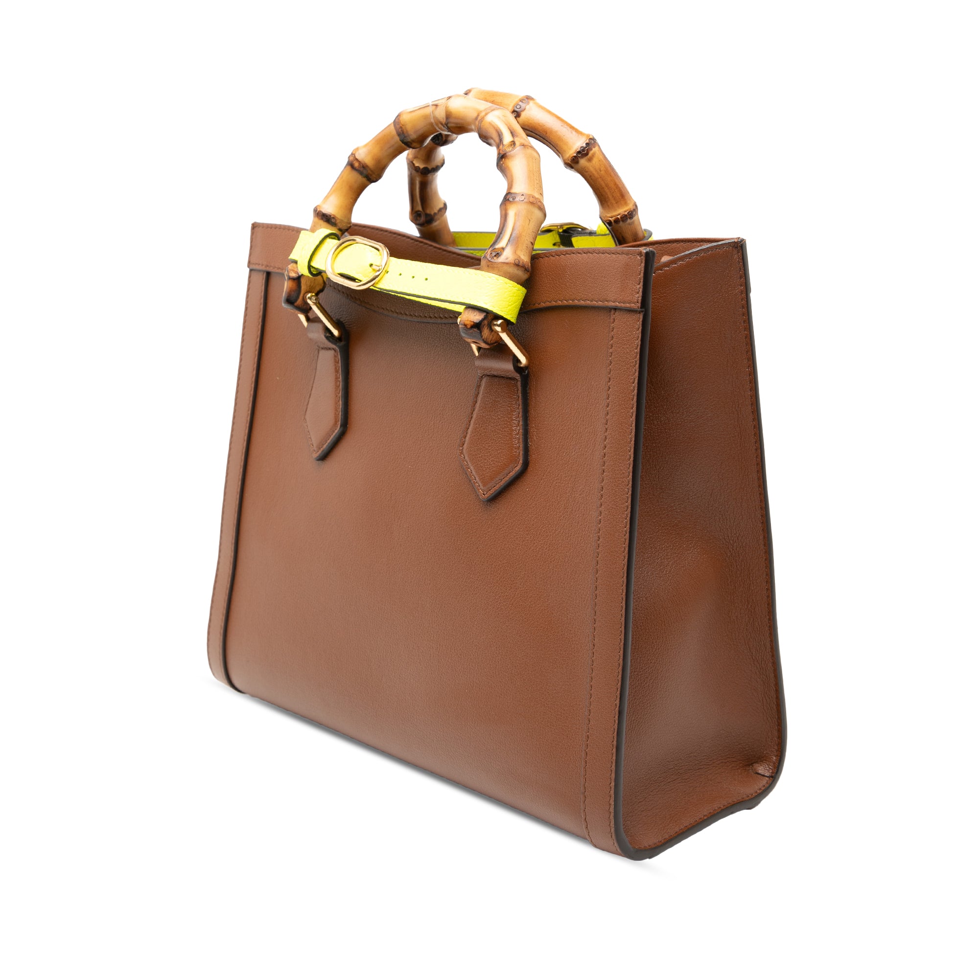 Small Leather Bamboo Diana Satchel - Image 2