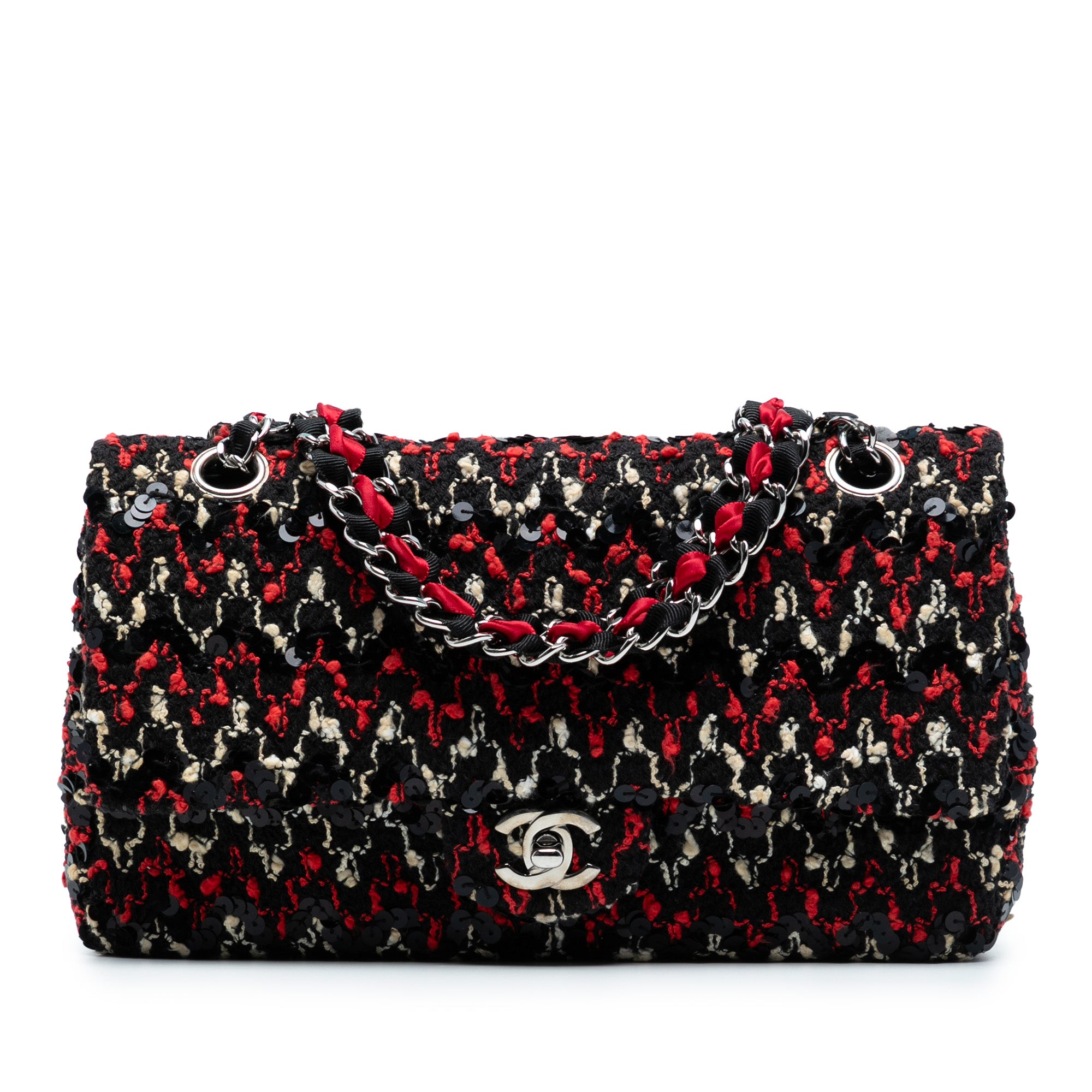Medium Classic Tweed Sequins Double Flap - Image 1