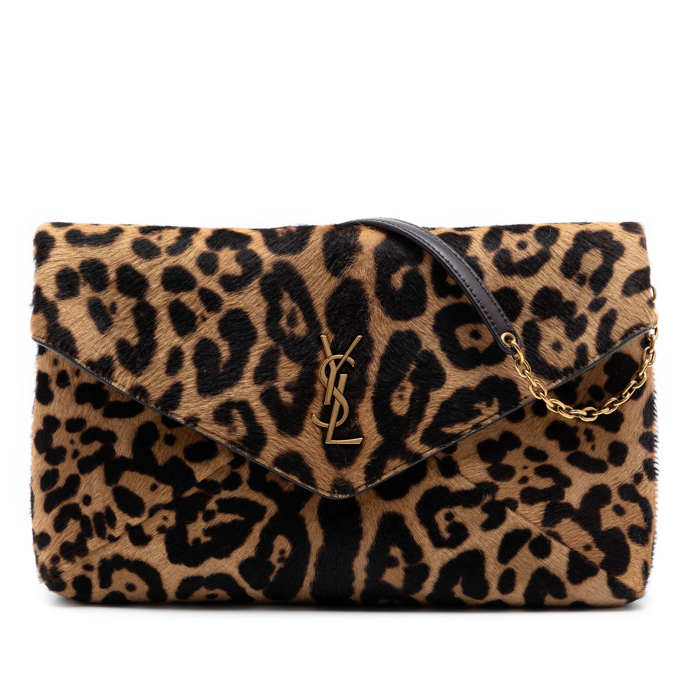 Large Pony Hair Leopard Print Cassandre Pouch on Chain - Image 1