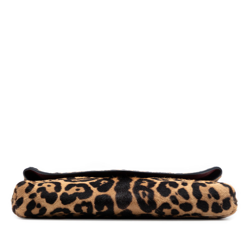 Large Pony Hair Leopard Print Cassandre Pouch on Chain - Image 3
