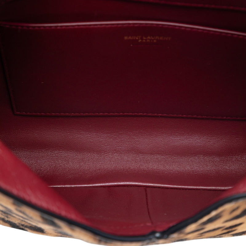 Large Pony Hair Leopard Print Cassandre Pouch on Chain - Image 4