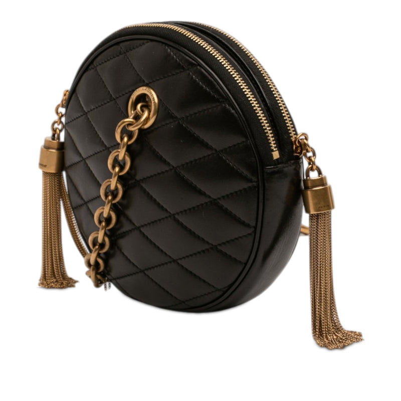 Quilted Le Maillon Round Tassel Chain Crossbody - Image 2