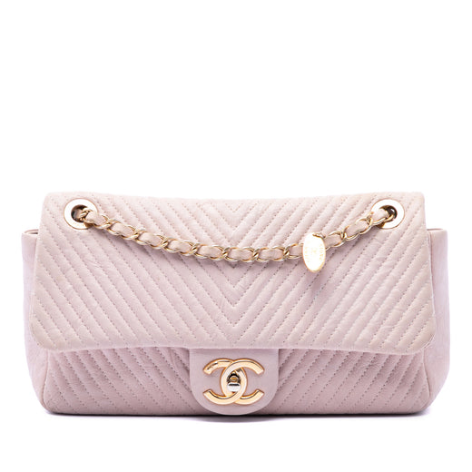 Medium Chevron Wrinkled Calfskin Medallion Charm Flap - Image 1