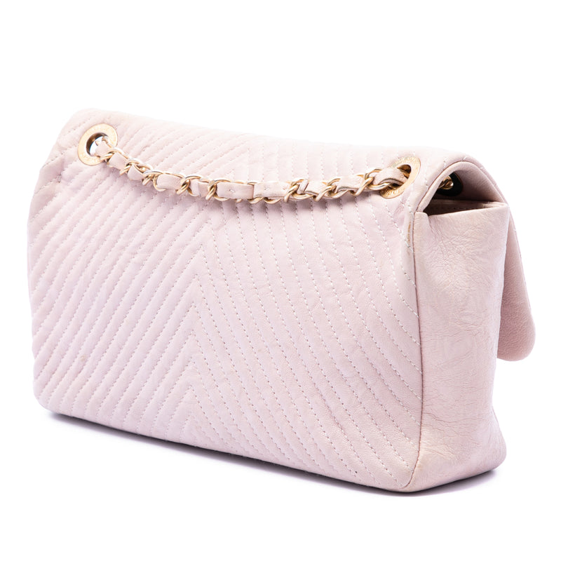 Medium Chevron Wrinkled Calfskin Medallion Charm Flap - Image 2