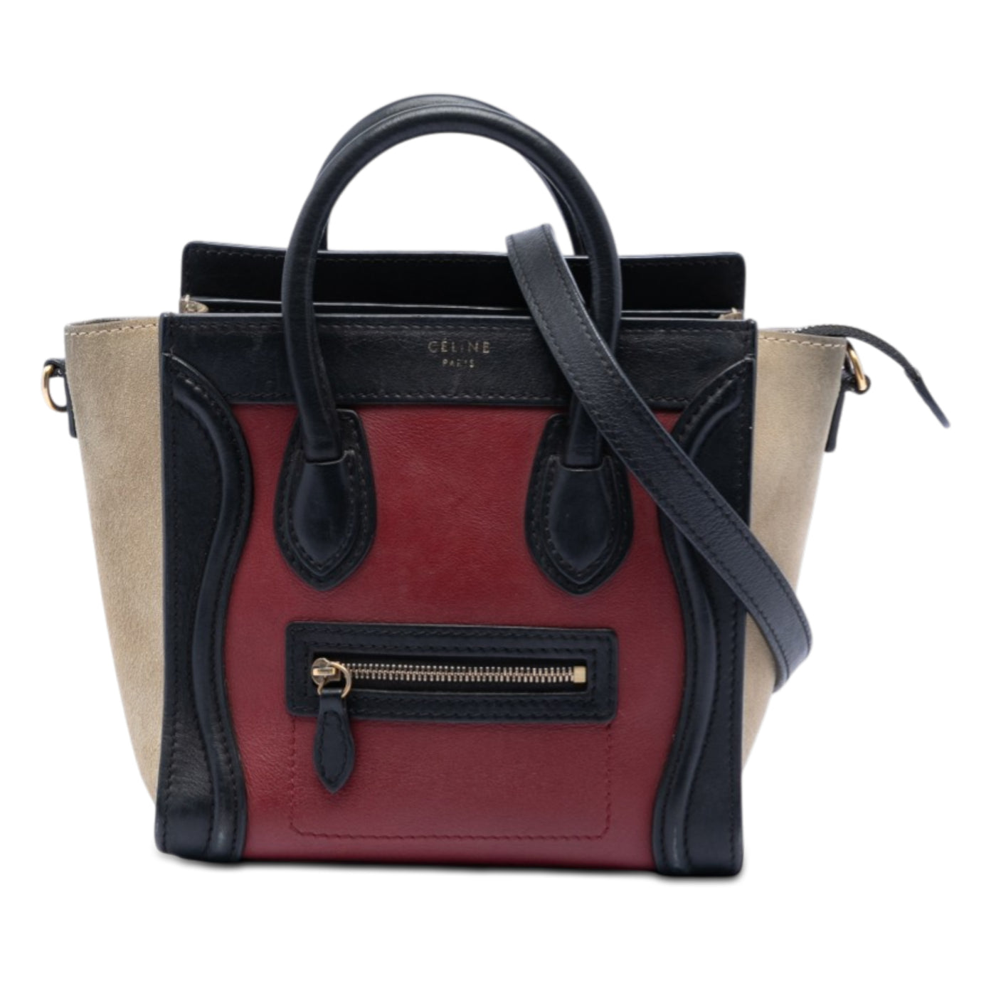 Nano Tricolor Calfskin and Suede Luggage Tote - Image 1