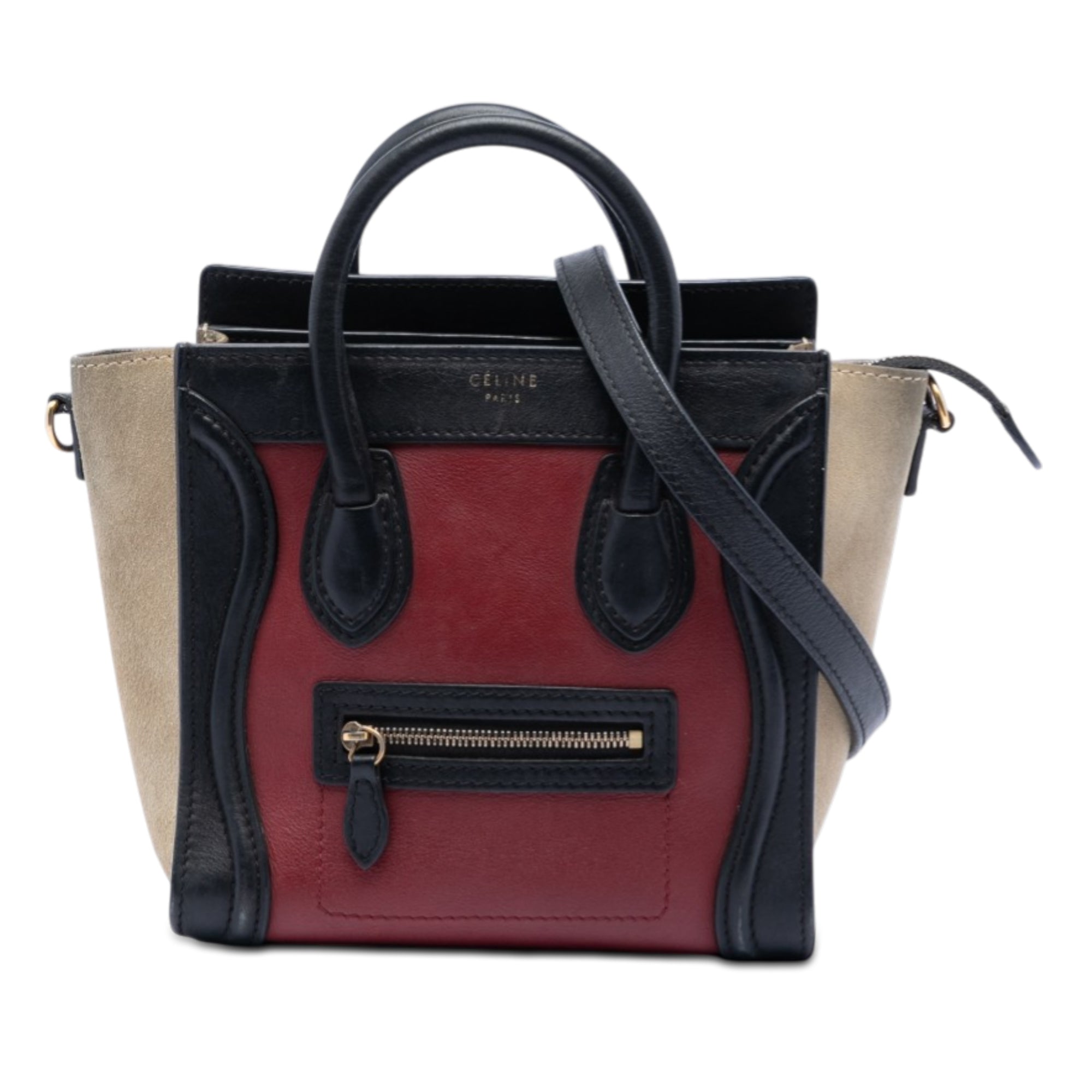 Nano Tricolor Calfskin and Suede Luggage Tote - Image 1