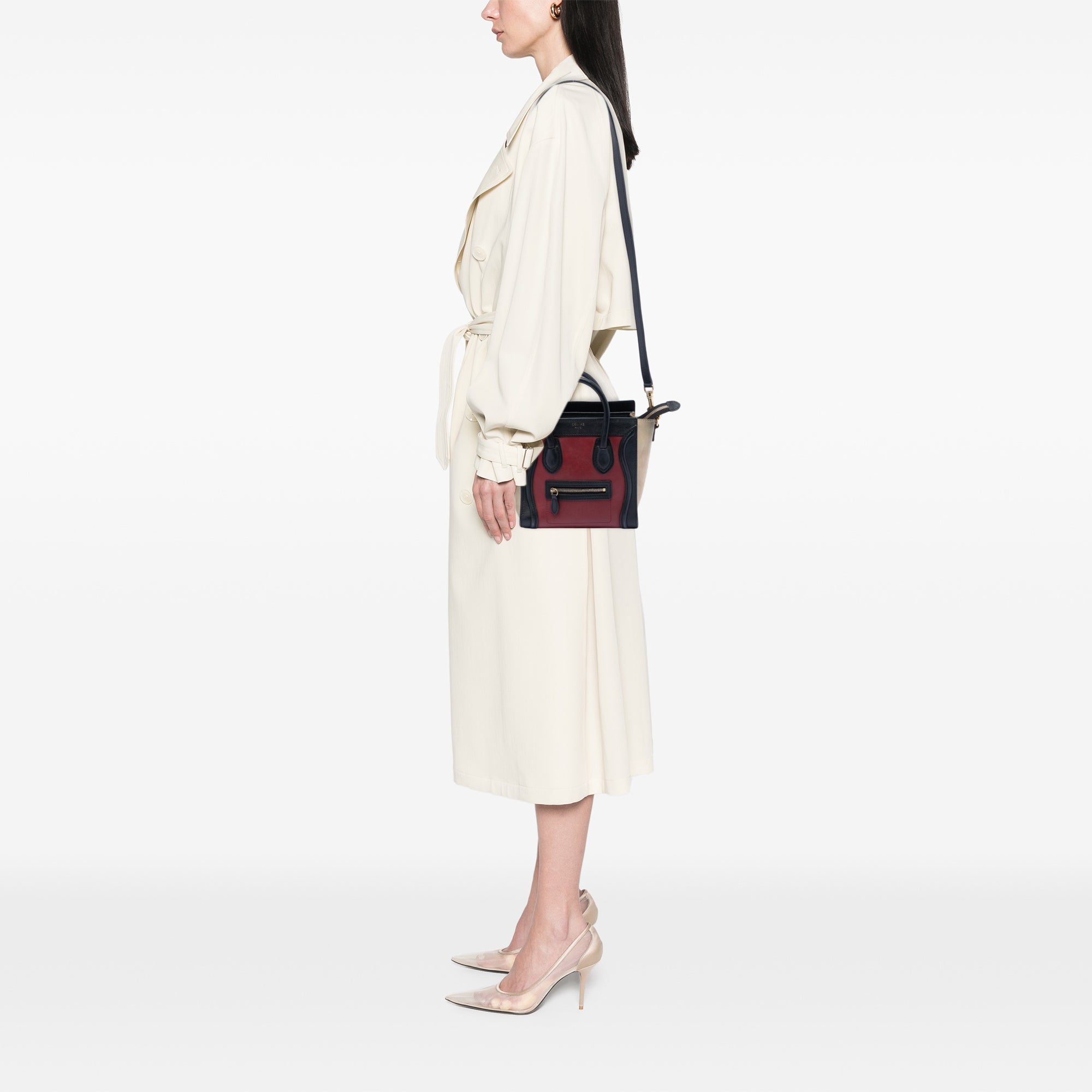 Nano Tricolor Calfskin and Suede Luggage Tote - Image 7
