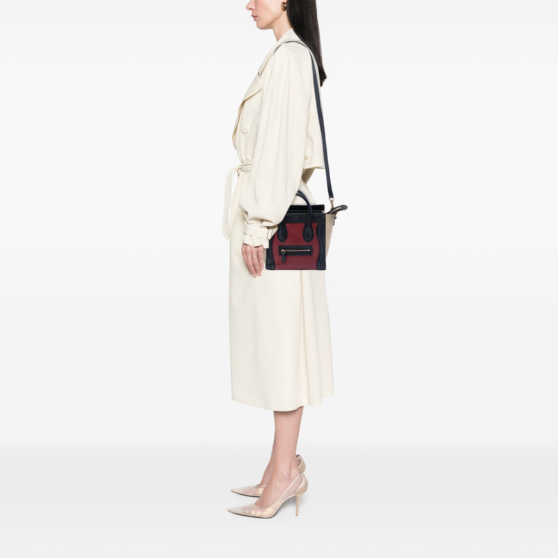 Nano Tricolor Calfskin and Suede Luggage Tote - Image 7