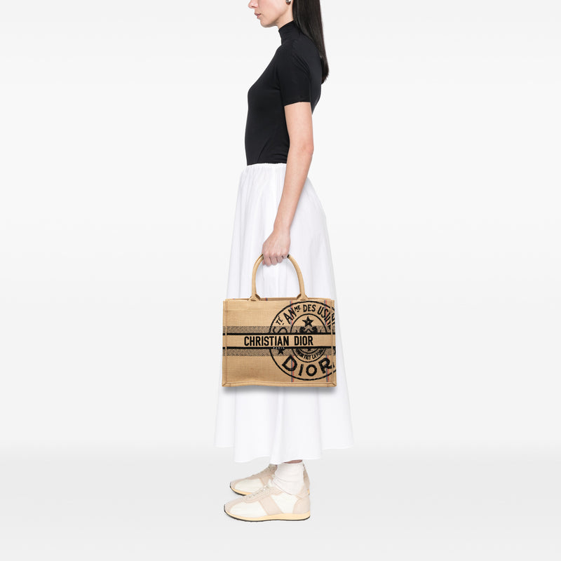 Medium Jute Embroidered Book Tote - Image 7