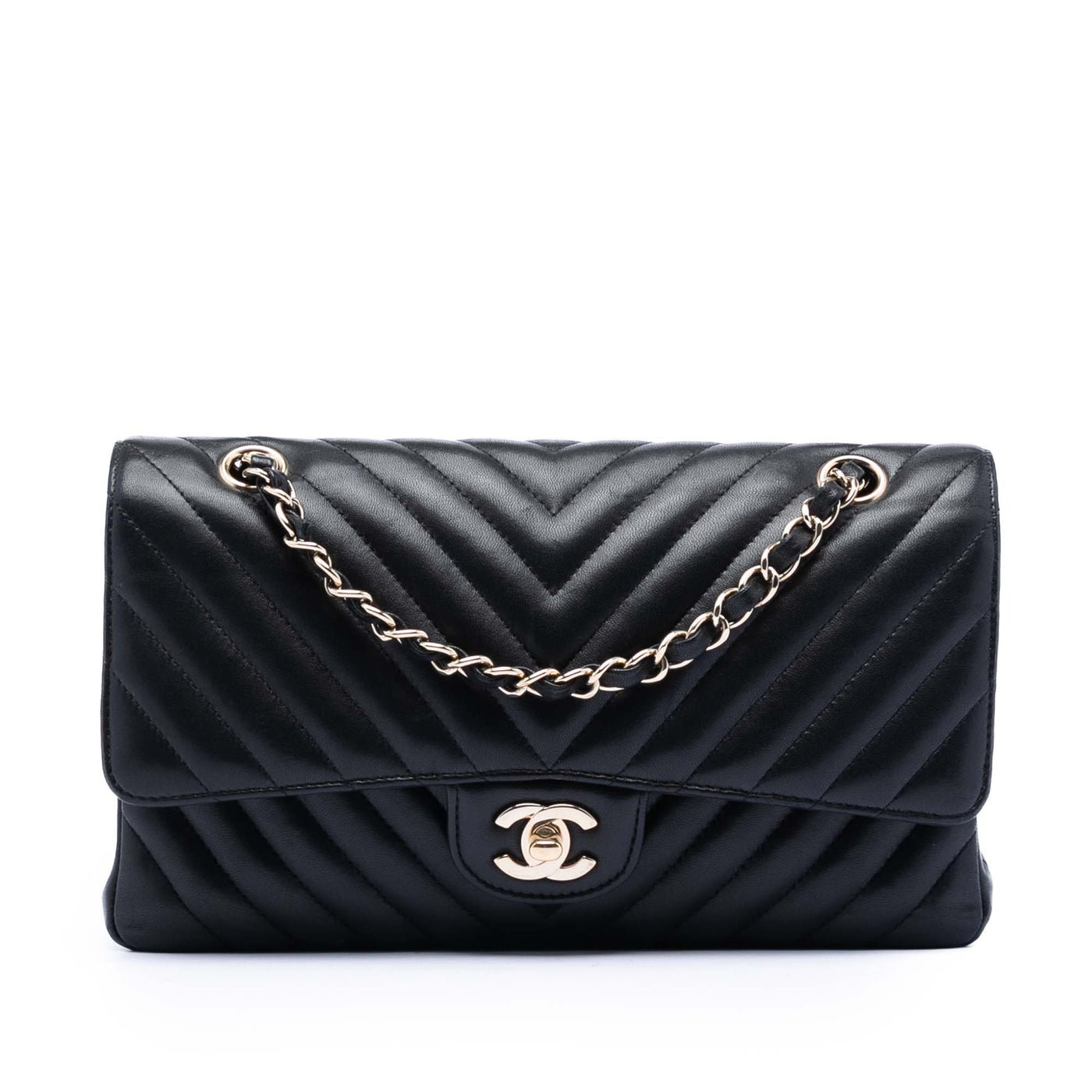 Medium Classic Chevron Lambskin Double Flap - Image 1