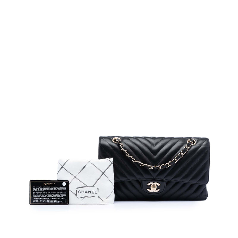 Medium Classic Chevron Lambskin Double Flap - Image 9