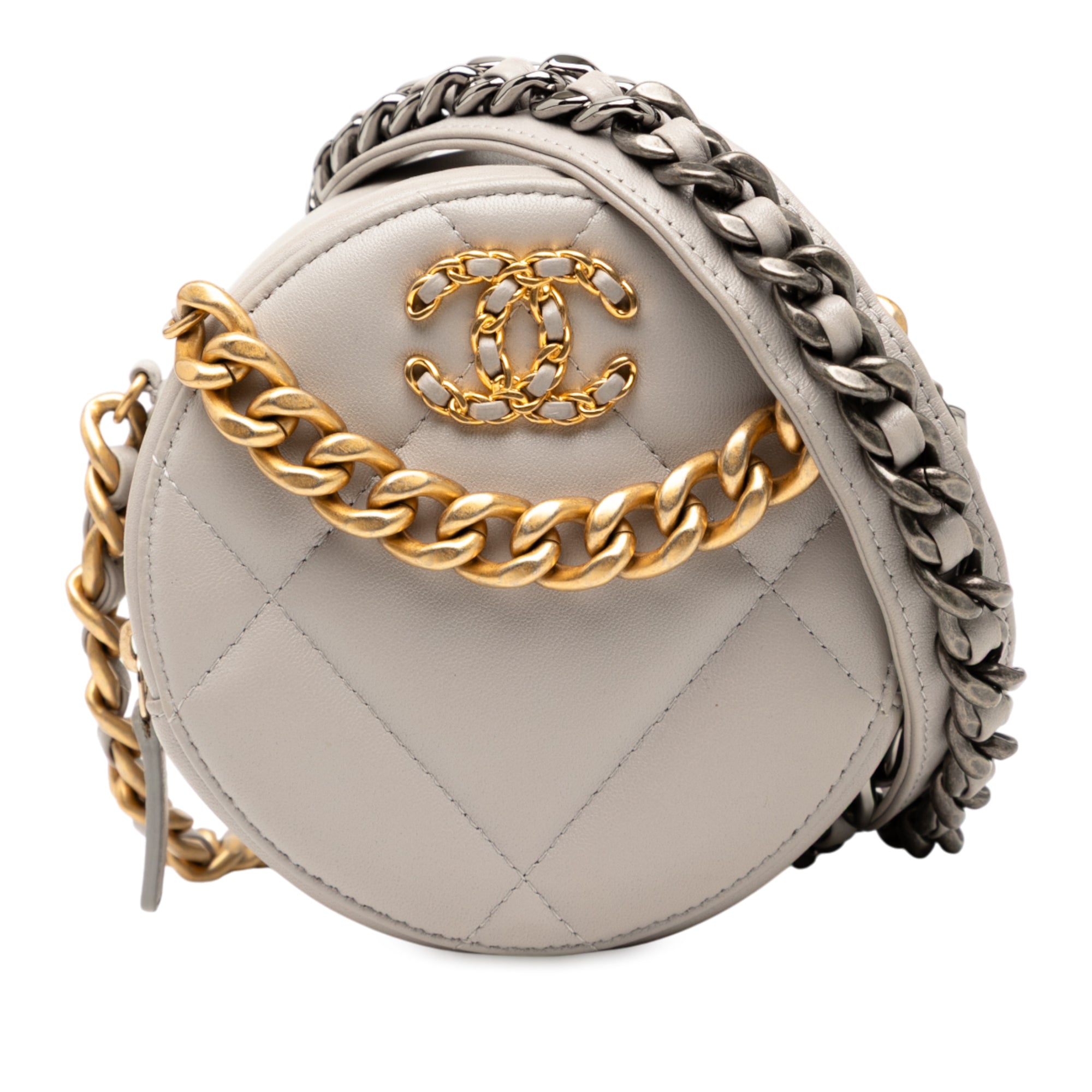 Lambskin 19 Round Clutch with Chain - Image 1