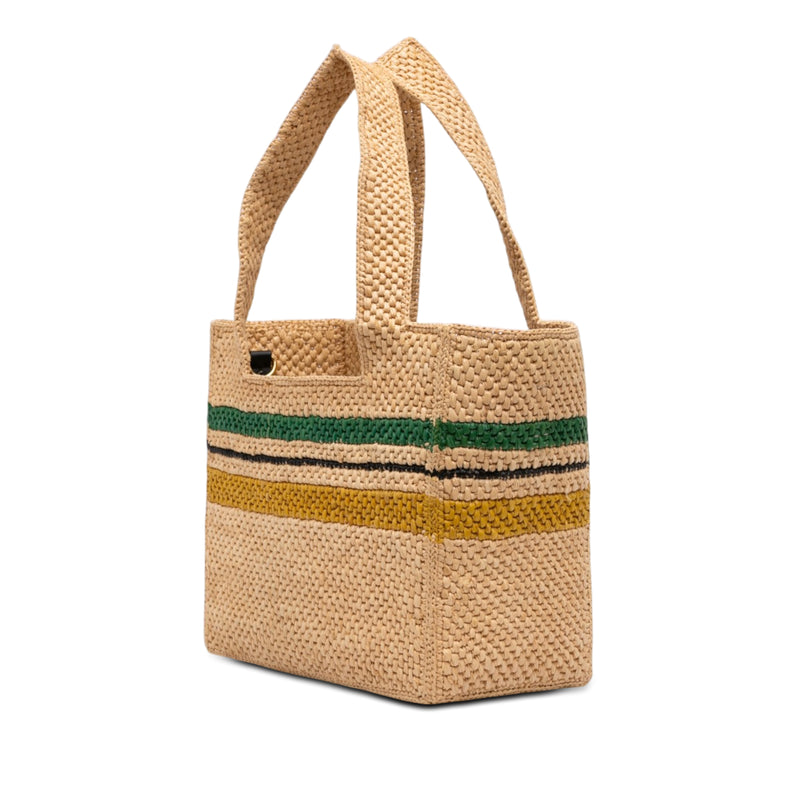 Paulas Ibiza Medium Raffia Striped Font Tote - Image 2