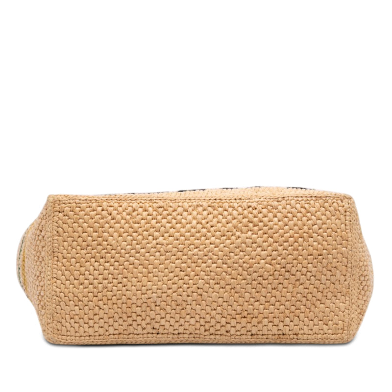 Paulas Ibiza Medium Raffia Striped Font Tote - Image 3