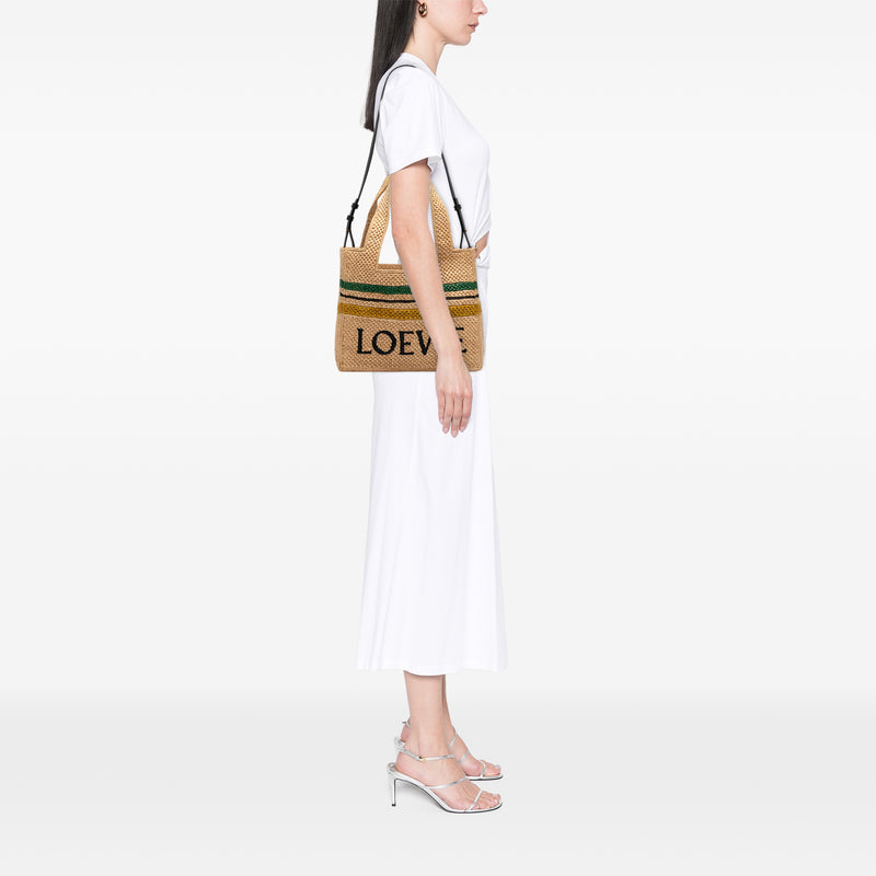 Paulas Ibiza Medium Raffia Striped Font Tote - Image 6