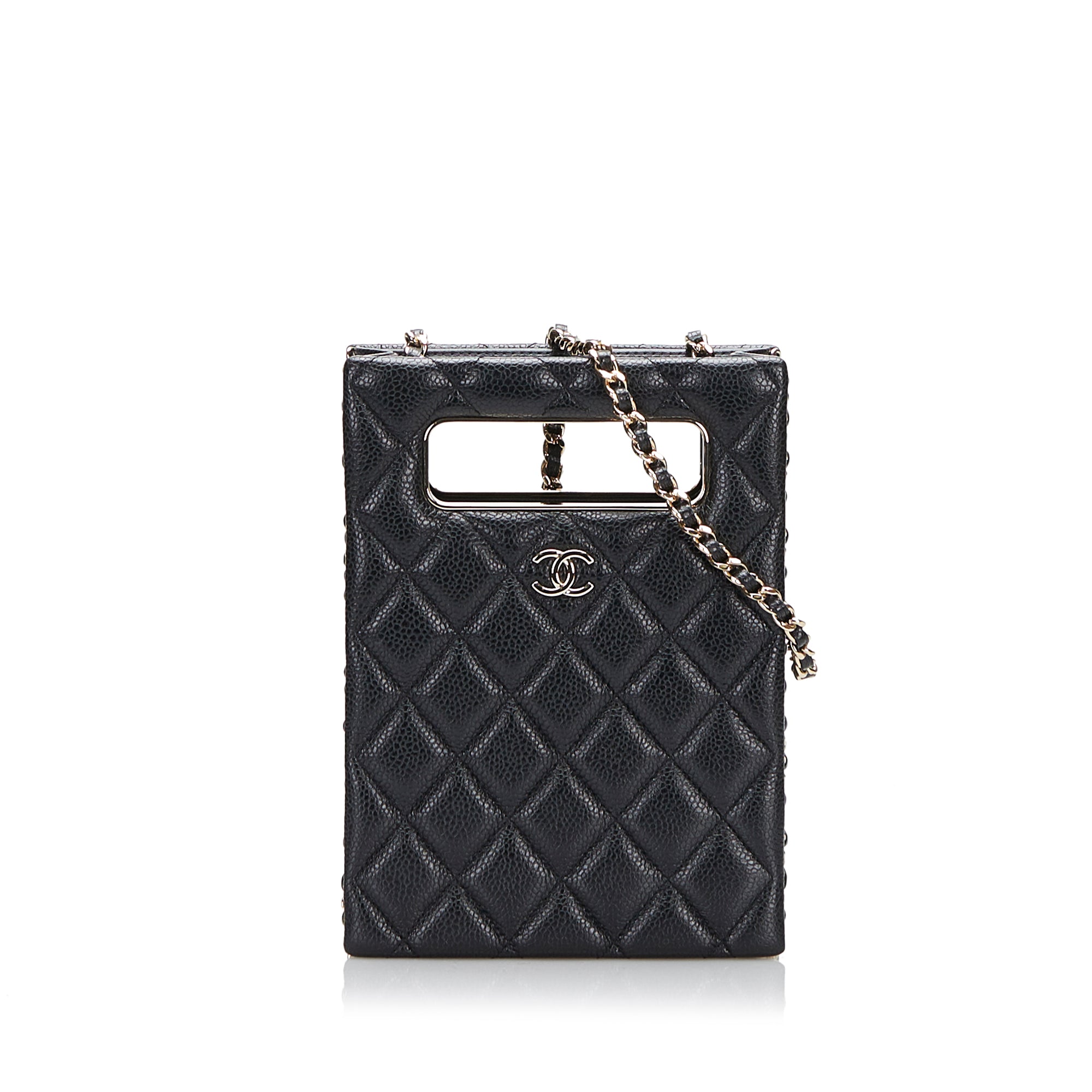 Mini Caviar Chain Around Cut Out Evening Bag - Image 1