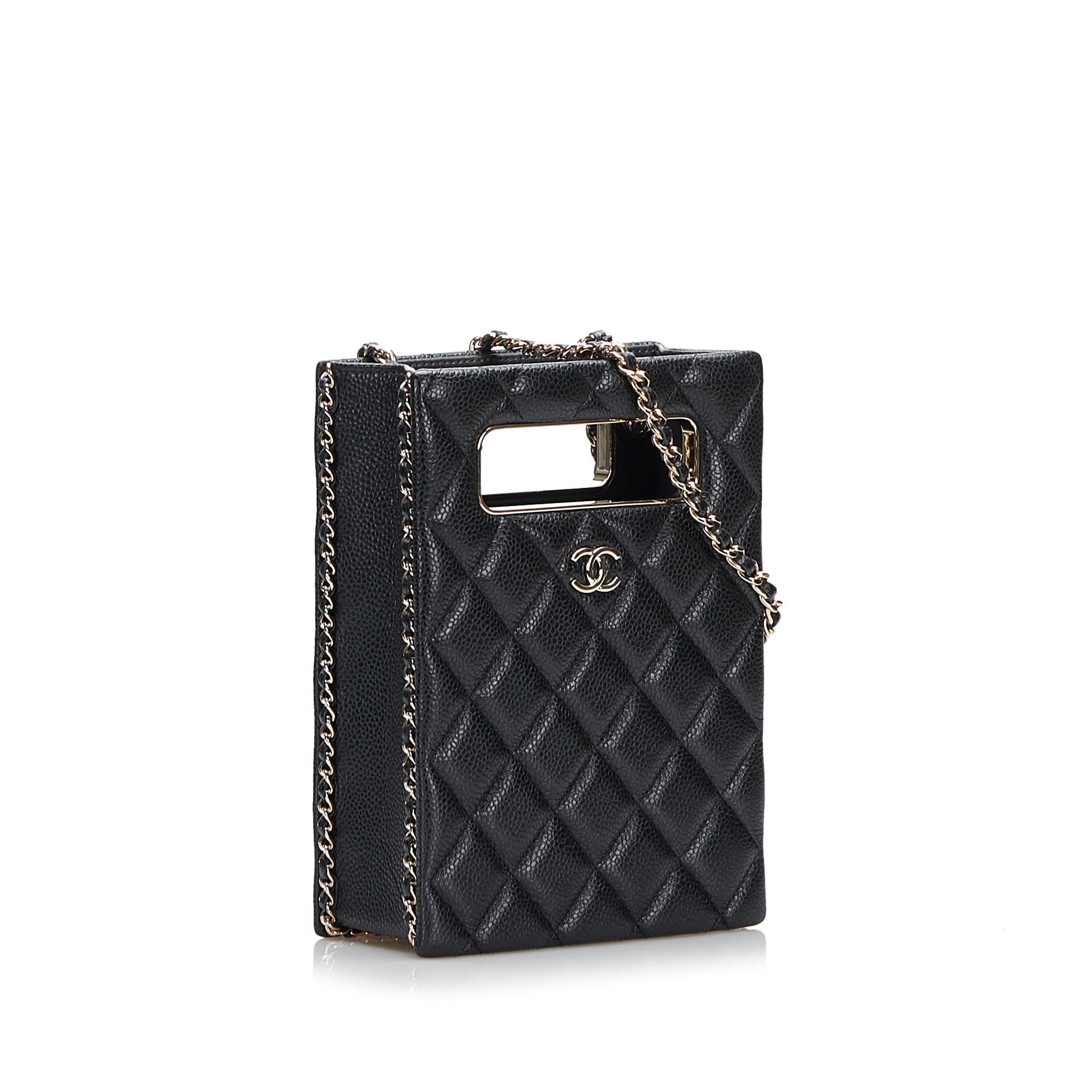 Mini Caviar Chain Around Cut Out Evening Bag - Image 2