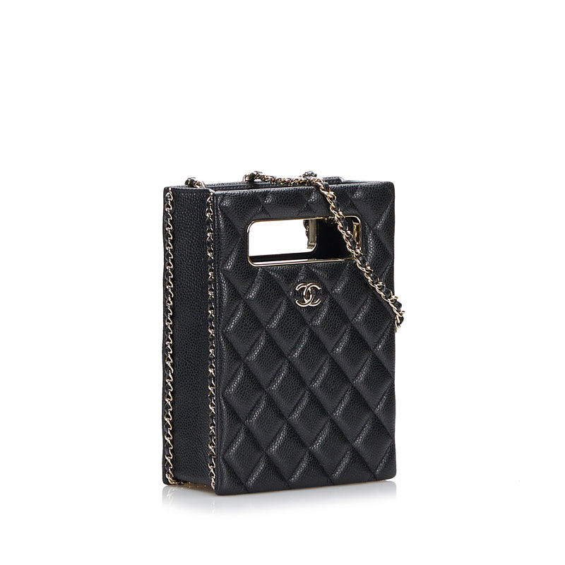 Mini Caviar Chain Around Cut Out Evening Bag - Image 2