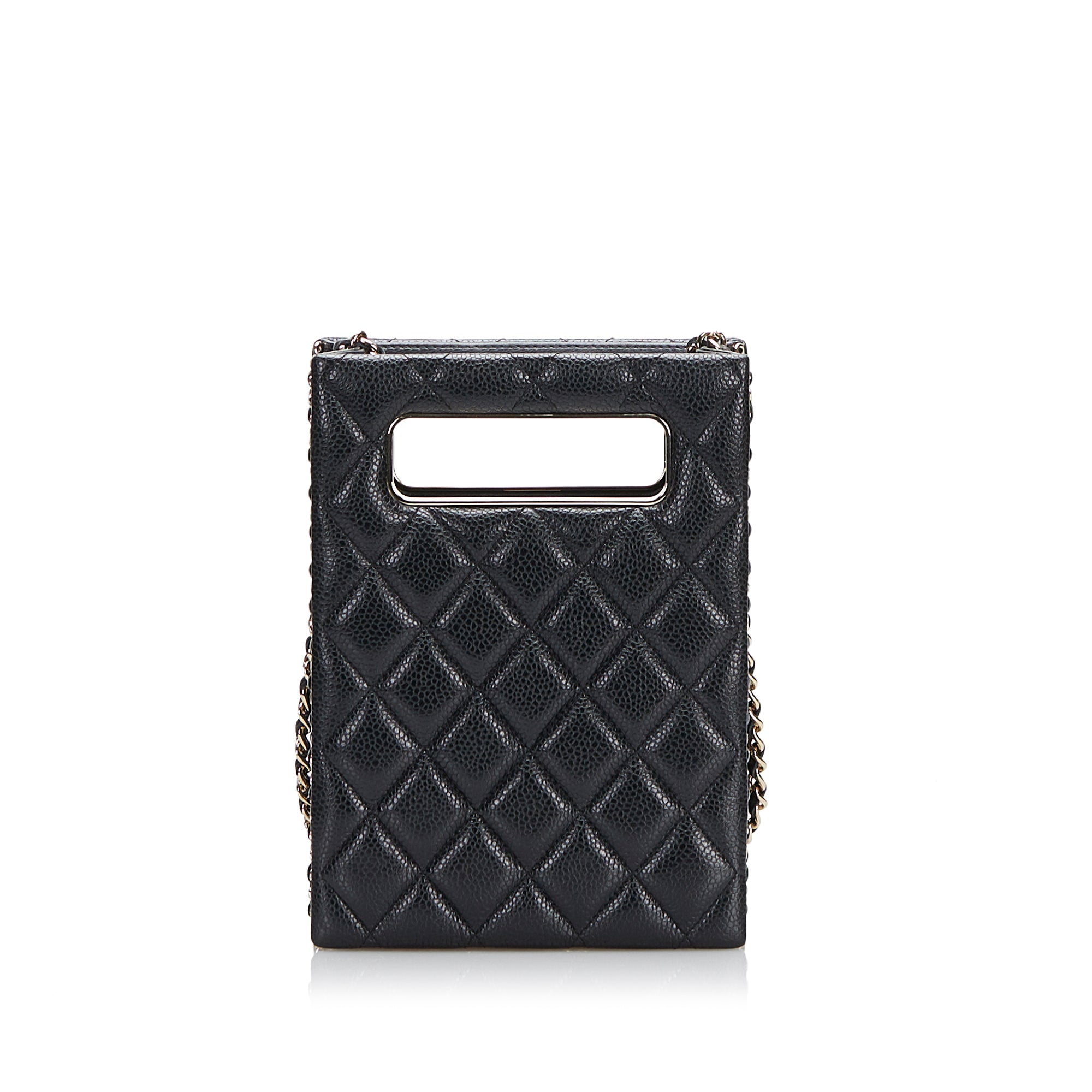Mini Caviar Chain Around Cut Out Evening Bag - Image 3
