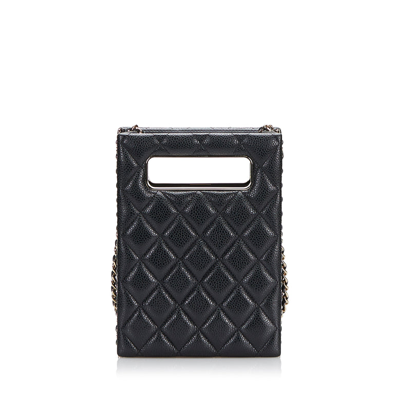 Mini Caviar Chain Around Cut Out Evening Bag - Image 3