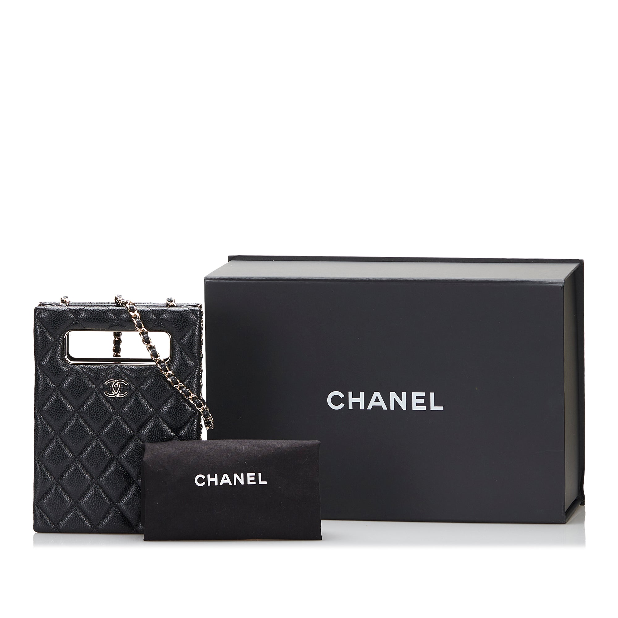 Mini Caviar Chain Around Cut Out Evening Bag - Image 8