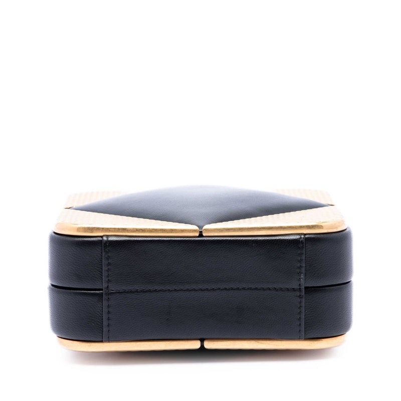 CC Lambskin and Metal Square Clutch with Chain - Image 3