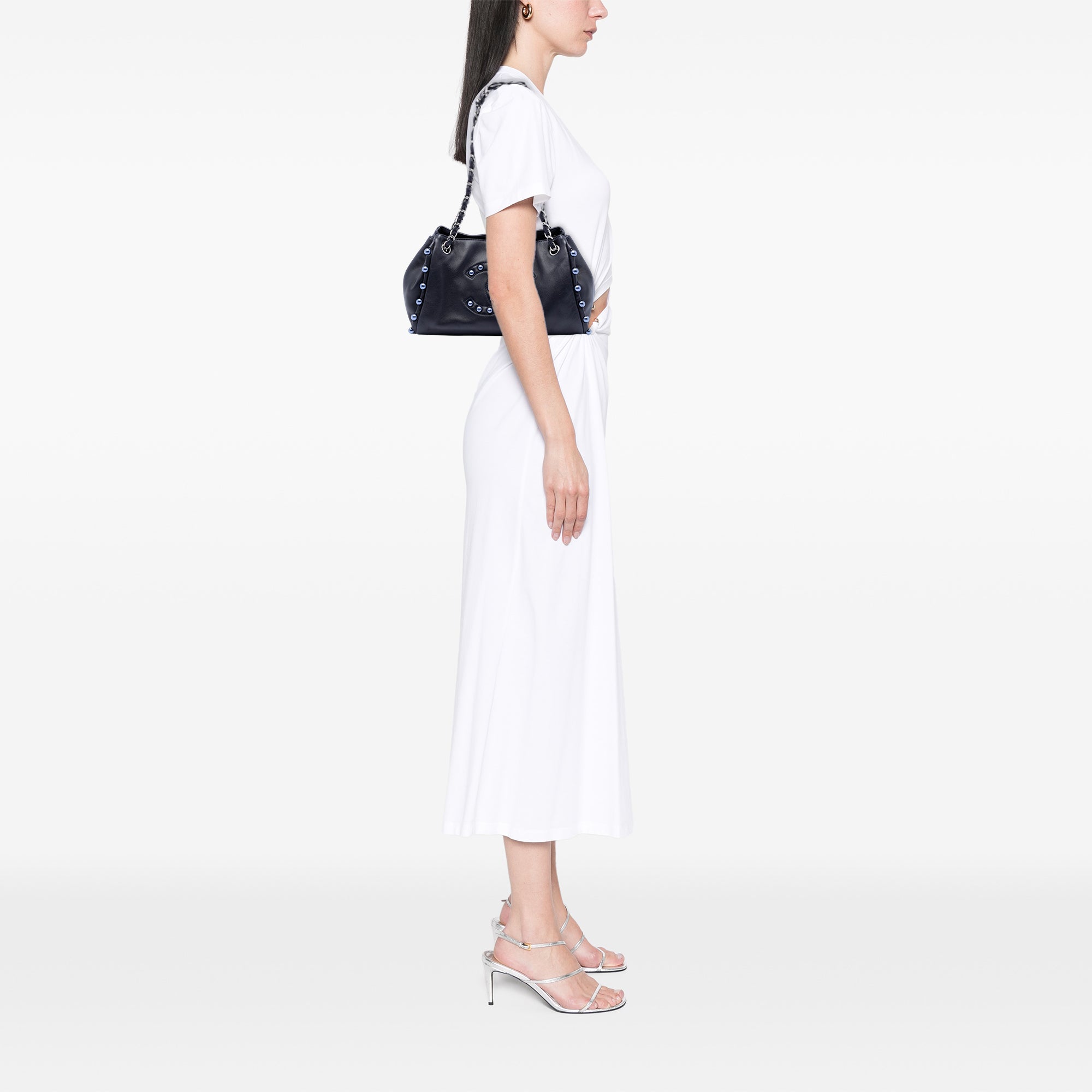 Small Lambskin Pearl Obsession Accordion Tote - Image 5