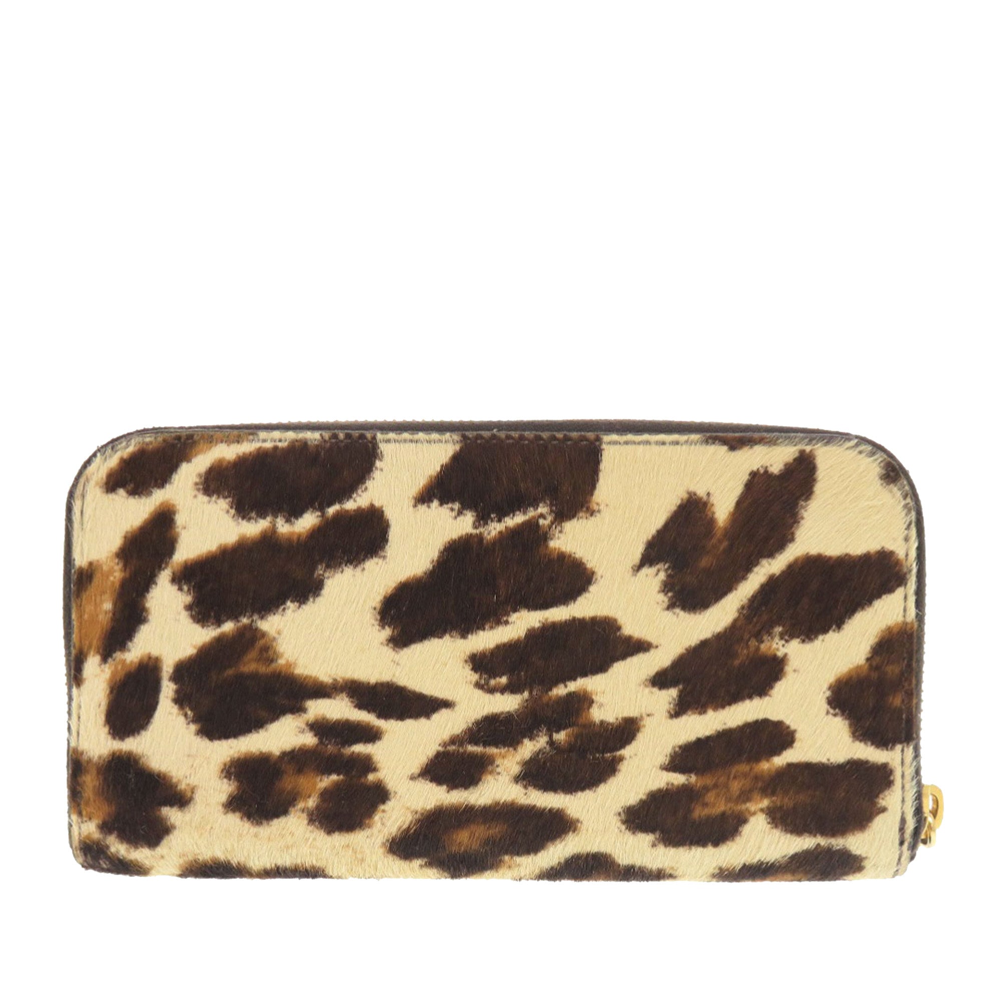 Pony Hair Leopard Print Zip Around Wallet - Image 2