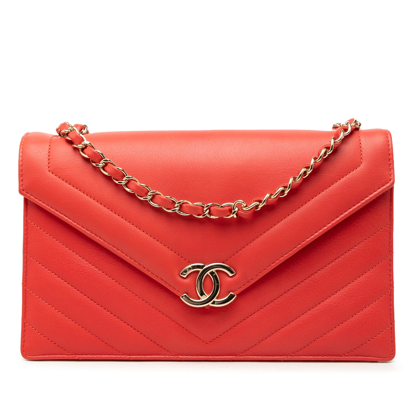 Medium CC Chevron Calfskin Envelope Flap - Image 1