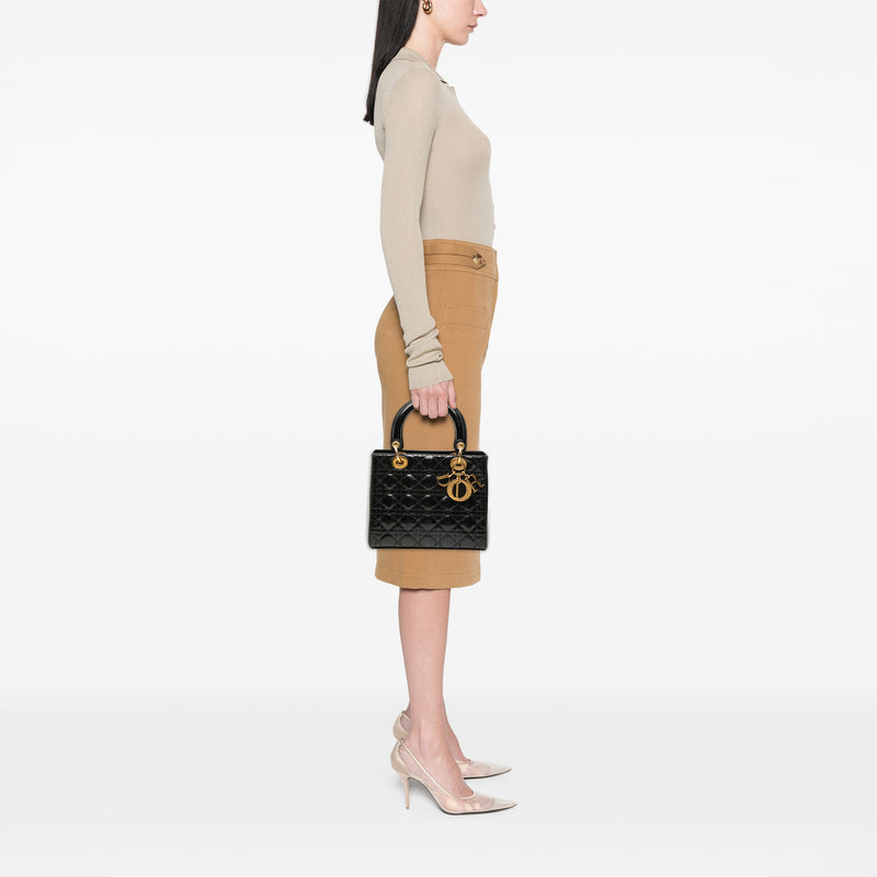 Medium Patent Cannage Lady Dior - Image 7