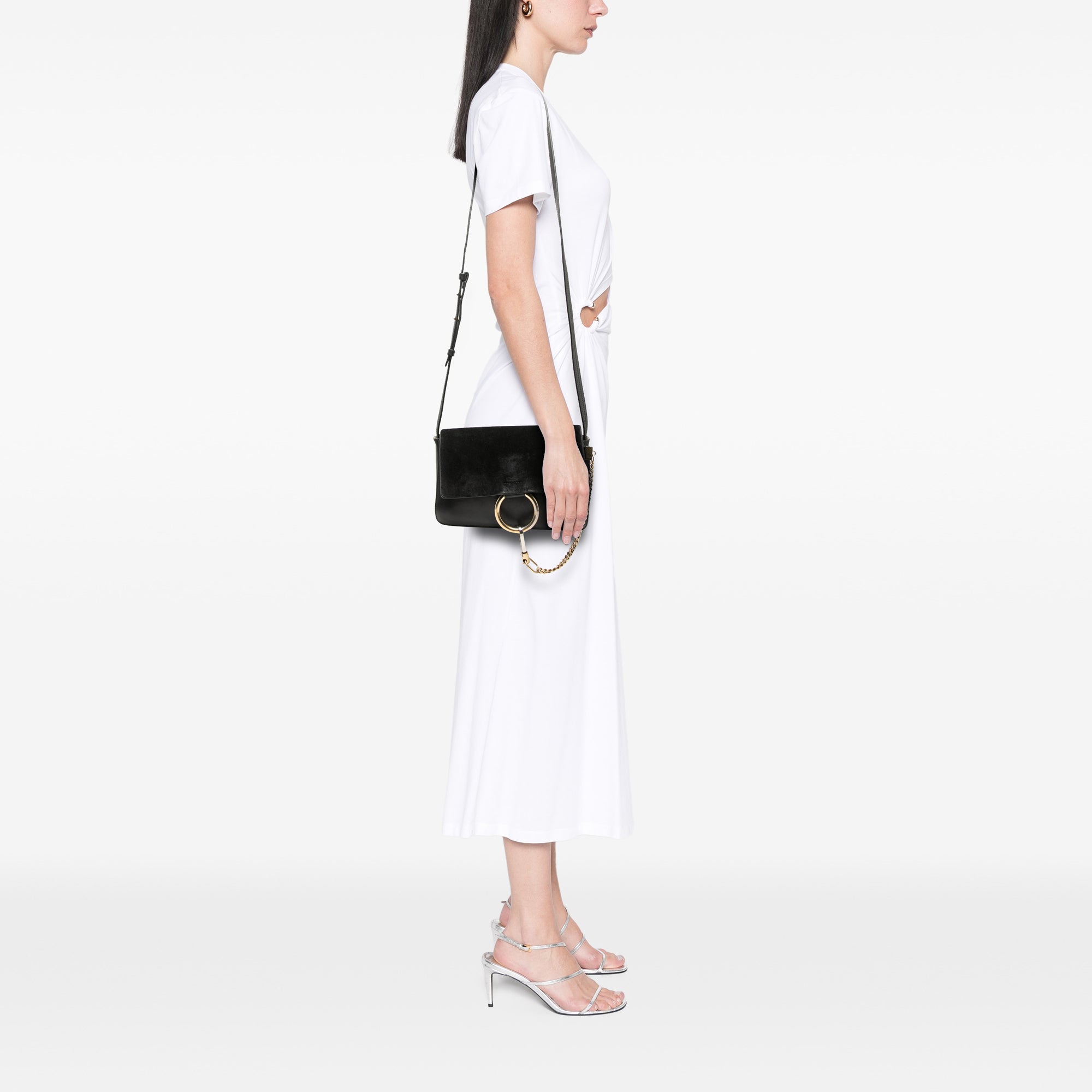 Small Suede and Calfskin Faye Crossbody - Image 7