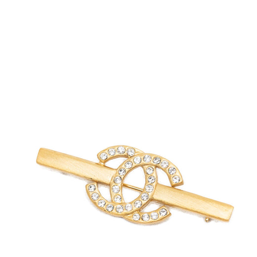 CC Gold Plated Strass Bar Brooch - Image 1