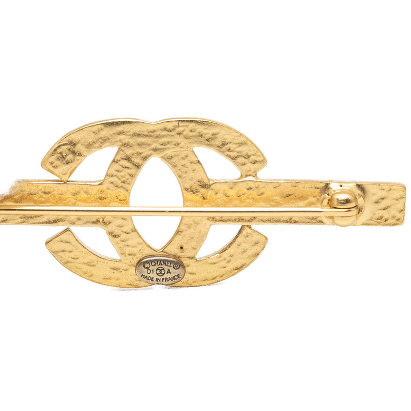 CC Gold Plated Strass Bar Brooch - Image 3