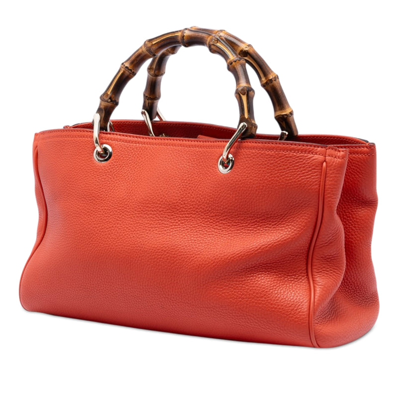 Medium Calfskin Bamboo Shopper Satchel - Image 2