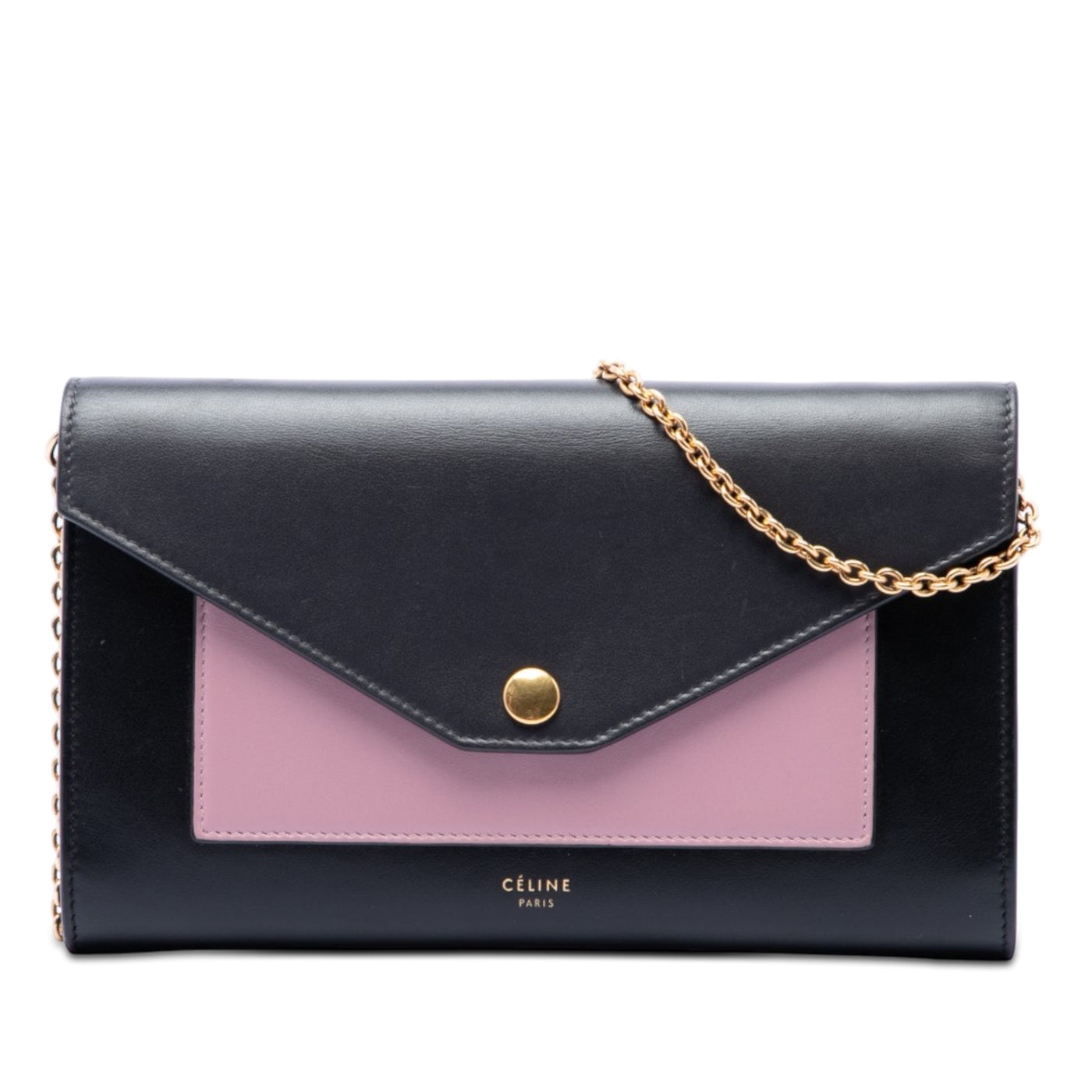 Bicolor Leather Pocket Envelope Wallet On Chain - Image 1