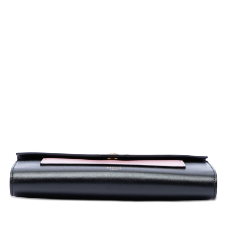 Bicolor Leather Pocket Envelope Wallet On Chain - Image 3