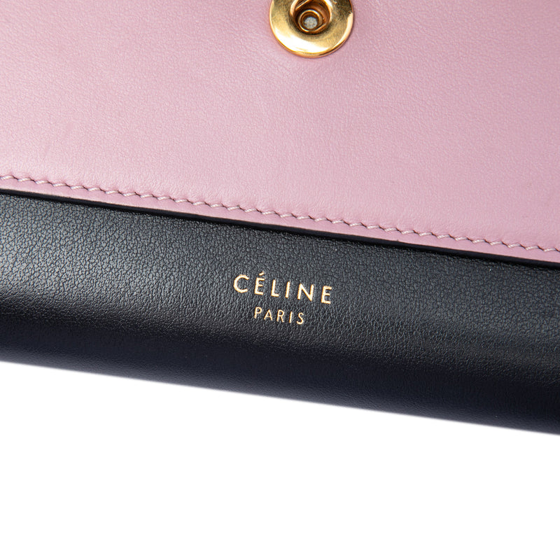Bicolor Leather Pocket Envelope Wallet On Chain - Image 5