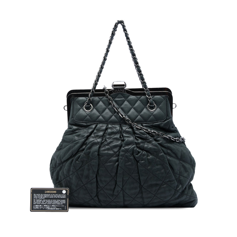 Quilted Iridescent Calfskin Chic Quilt Frame Satchel - Image 7