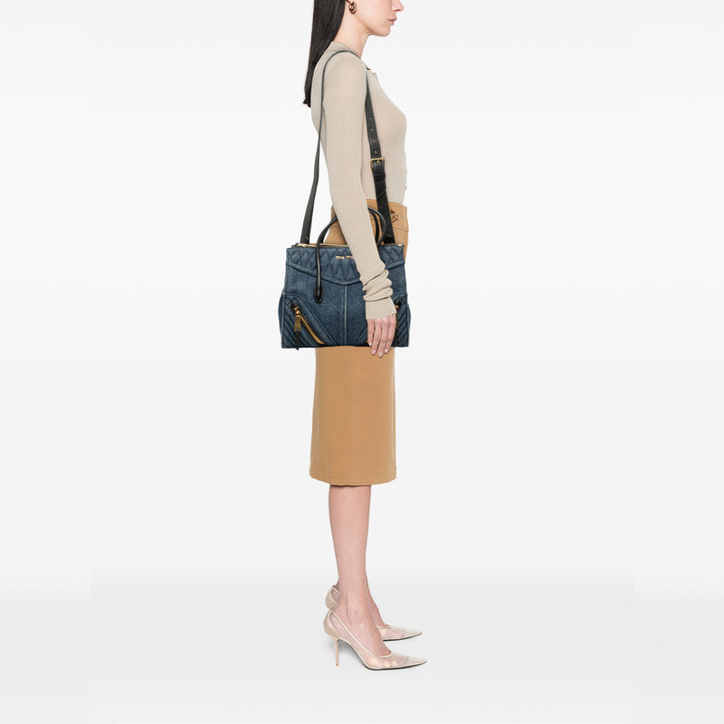 Matelasse Denim Biker Tote - Image 8