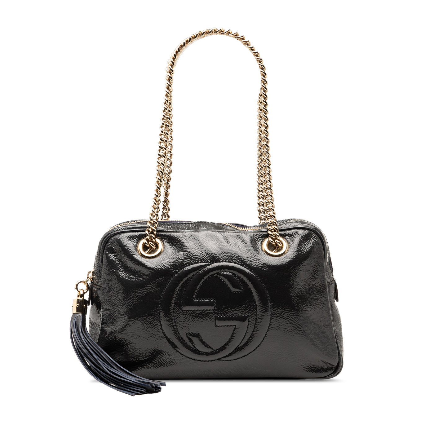 Patent Soho Chain Zip Shoulder Bag - Image 1