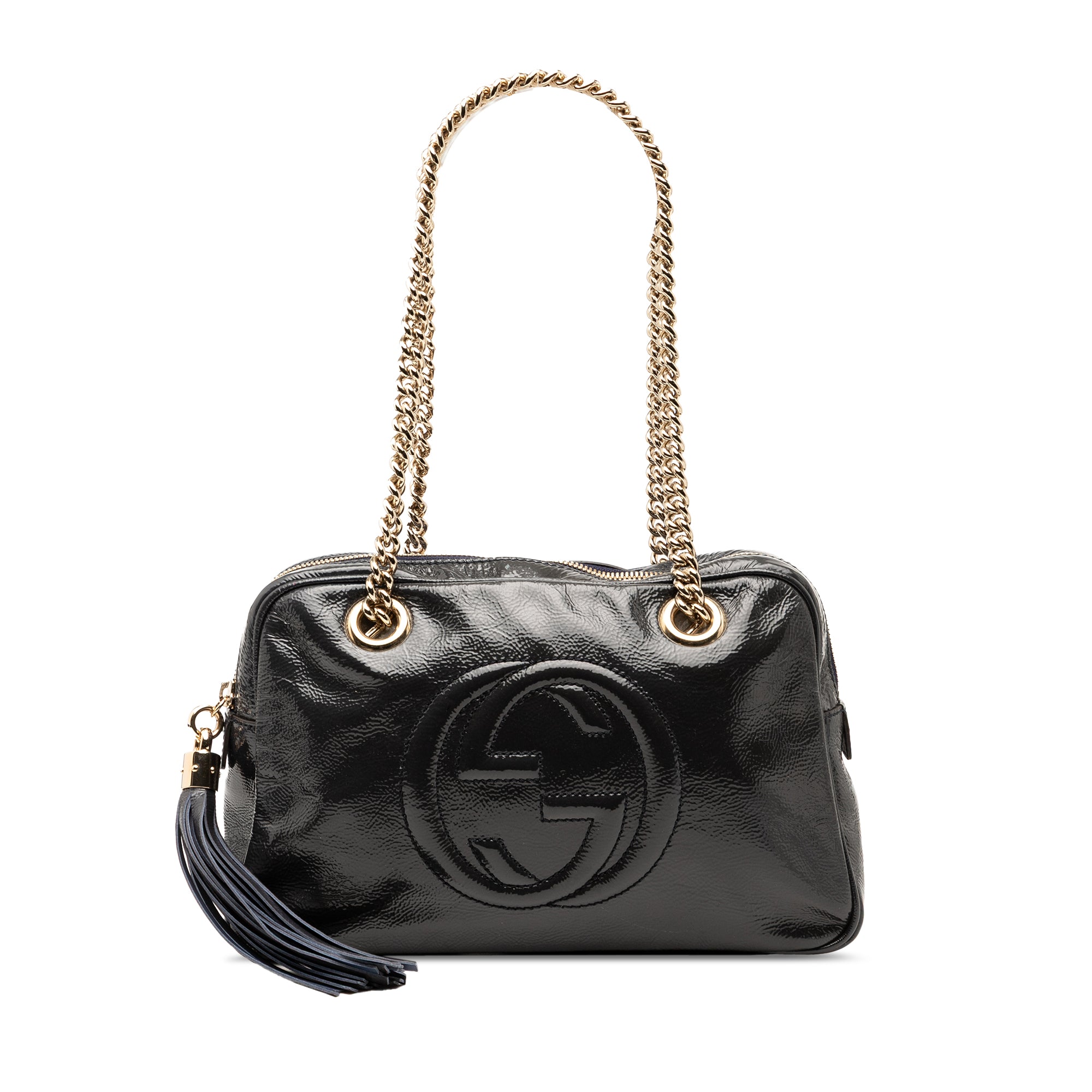 Patent Soho Chain Zip Shoulder Bag - Image 1