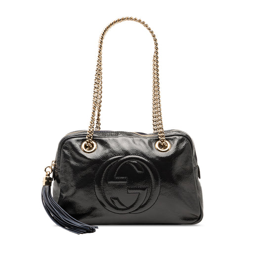 Patent Soho Chain Zip Shoulder Bag - Image 1