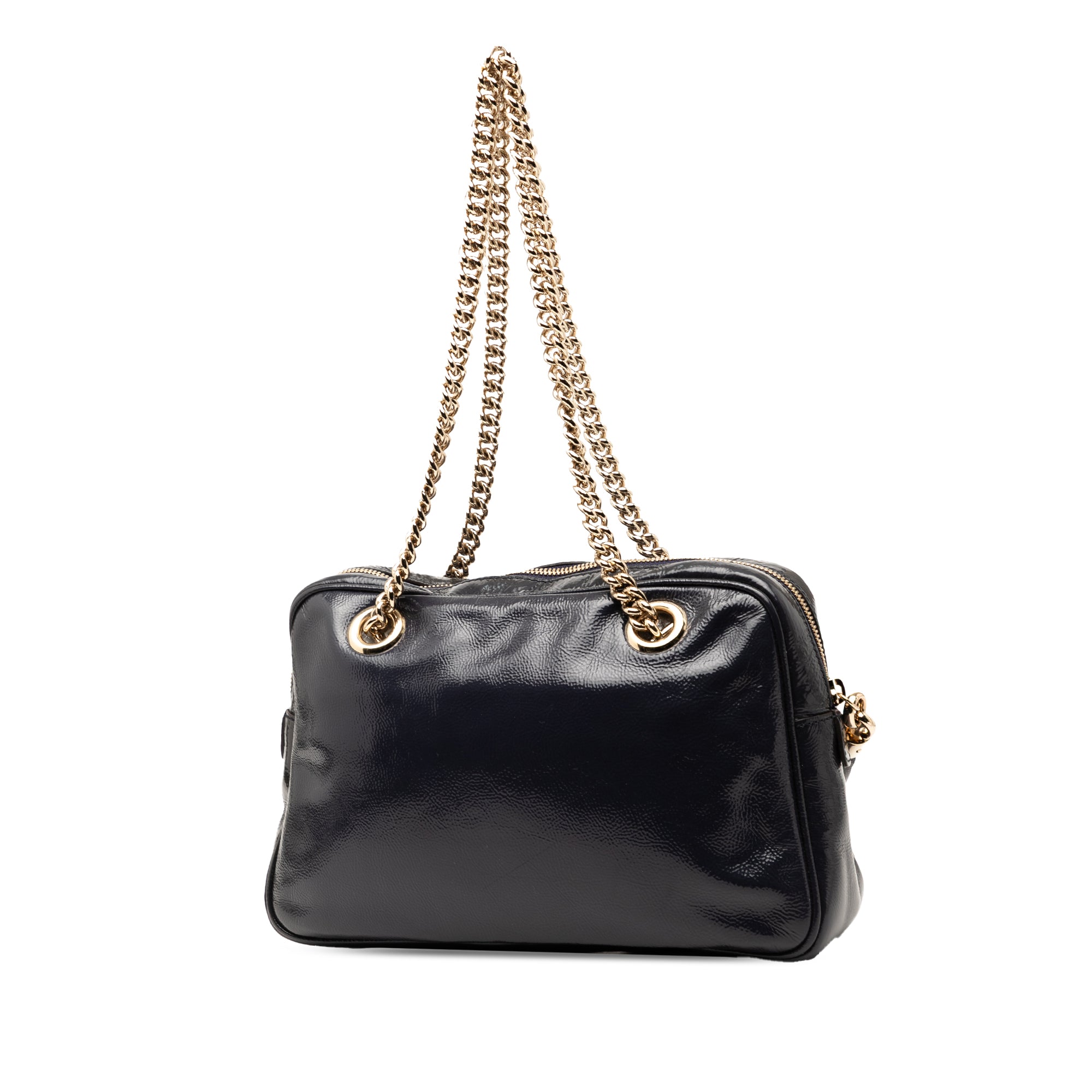 Patent Soho Chain Zip Shoulder Bag - Image 2