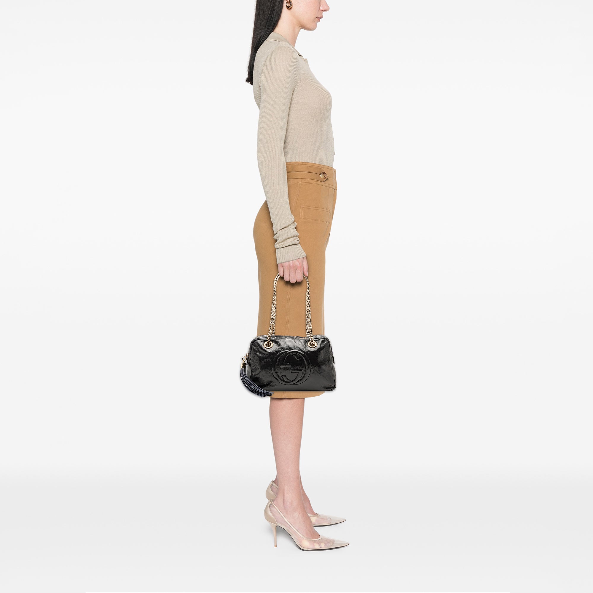 Patent Soho Chain Zip Shoulder Bag - Image 7