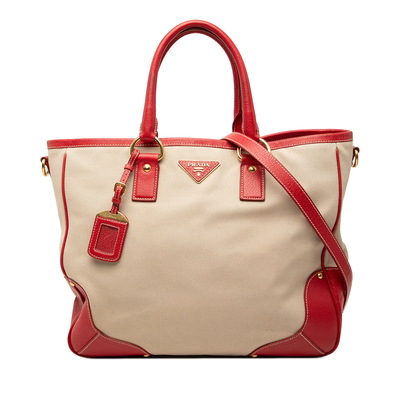 Large Saffiano Trimmed Canapa Convertible Tote - Image 1
