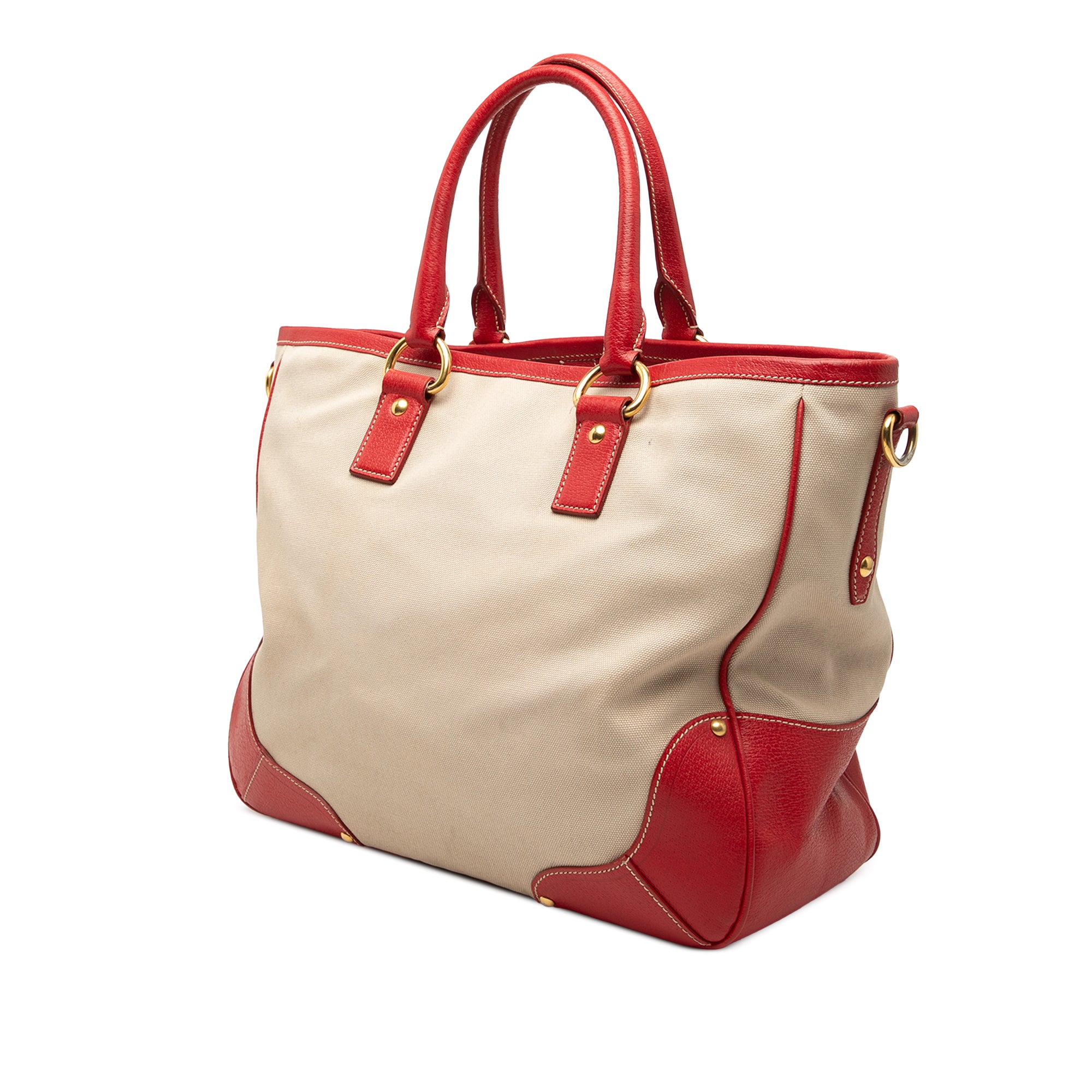 Large Saffiano Trimmed Canapa Convertible Tote - Image 2
