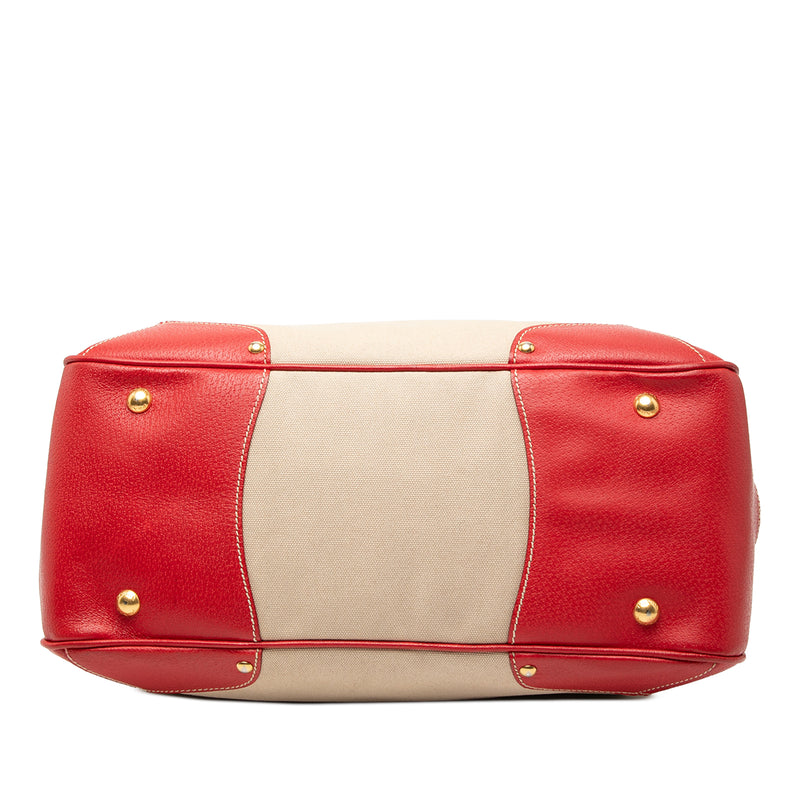 Large Saffiano Trimmed Canapa Convertible Tote - Image 3