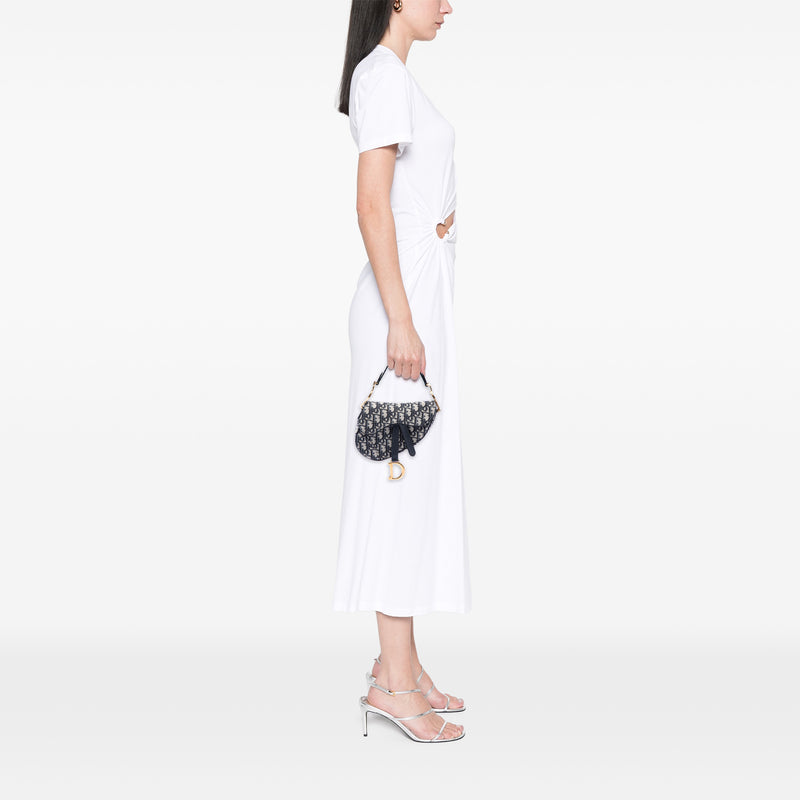 Mini Oblique Canvas Saddle Bag - Image 6